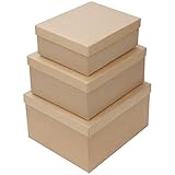 Belle Vous Cajas de Almacenaje de Papel Maché con Tapas (Set de 3) Tamaño Pequeño, Mediano y Grande - Cajas Decorativas Rectangular Decoupage – Para Joyas, Cosméticos, Regalos y Accesorios
