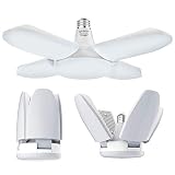 Gezee LED Garaje, 60W E27 6500K 6000Lm Lámpara deformable para taller con 4 paneles ajustables, luz de techo LED para garaje, almacén, taller, sótano, gimnasio, cocina (1 pieza)