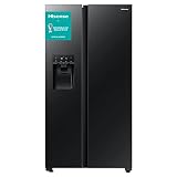 Hisense RS694N4GBE - Frigorífico Side By Side, Puertas de Cristal Negro, Total No Frost con ventilación Multi Air Flow, Dispensador de hielo y agua, 562 L de capacidad