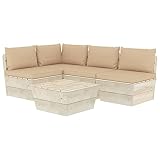 vidaXL Madera de Abeto Muebles de Jardín de Palets 5 Piezas y Cojines Exterior Terraza Casa Mobiliario Cocina Mesa Asiento Silla Suave con Respaldo