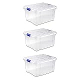 UNISHOP Lote de 3 Cajas de Almacenaje de Plástico con Tapa, Caja de Almacenamiento, Caja de Ordenación Multiusos (25L)