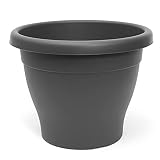 Acan Maceta de plástico Redonda Mediterránea Gris, 60 cm, 80 litros, para Plantas y Flores con Orificios Inferiores. Recipiente, macetero para jardín Exterior, terraza, balcón e Interior del hogar