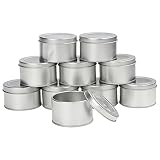 Kurtzy Cajitas de Metal Redondas Aluminio con Tapa (Pack de 10) 6,5 x 4 cm – Set Caja Aluminio Vacía Almacenaje de Viaje – Contenedores para Manualidades, Cosméticos, Bálsamo Labial, Especias