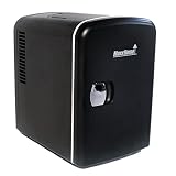MaxxHome Mini Frigorífico - minibar - 12-220V - Calentamiento y enfriamiento - Pequeña Portatil, Nevera Coche, Oficina - Retro sylte - 4 litros - Negro