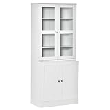 HOMCOM Vitrina Armario de Libros con 4 Puertas y Estantes Ajustables Estilo Moderno Armario de Cocina para Salón Cocina Oficina Dormitorio 76x40x178,5 cm Blanco