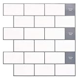 Ecobeautymo Vinilos Cocina Azulejos Azulejos Adhesivos, Losetas vinilicas 3D Azulejos Adhesivo Pared Baño, Blanco Pegatinas de Azulejos Auto-Adhesivo 30.5x30.5cm 4 Piezas