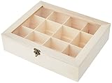 Rayher - Caja de Madera para bolsitas de té, 12 Compartimentos, 28,5 x 23,5 x 7 cm