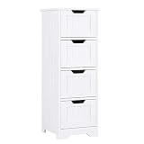Mueble Estrecho Baño Cajonera con 4 Cajones Armario Almacenaje Madera para Dormitorio Salón Entrada 30x30x82.2cm