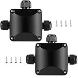 2 Piezas Caja de Derivación Impermeable IP68, 3 Vías Caja de Conexiones Estanca Exterior Conexión de Cable para Ø5.5mm-10.2mm