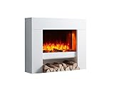 RICHEN Chimenea eléctrica Naran - Chimenea electrica de pie con calefacción, iluminación LED, Efecto de Llamas en 3D y Mando a Distancia, Color Blanco