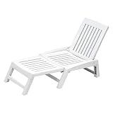 Mediawave Store - Tumbona Orfeo de resina de 177 x 61 x 85 cm. Decoración para jardín blanco, piscina, casa, resistente al agua