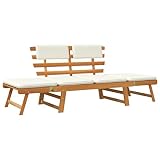 vidaXL Madera de Acacia Maciza Tumbona de Jardín 2 en 1 Banco de Exterior