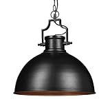 Relaxdays Lámpara Techo Redonda Grande Industrial, 40 W, Negro, 155 x 40.5 x 40.5 cm