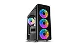 Nox Hummer TGM -NXHUMMERTGM- Caja ARGB ATX - Micro ATX-ITX, 4 ventiladores ARGB 120mm preinstalados, cristal templado, espacio para hasta 6 ventiladores, USB 3.0, color negro