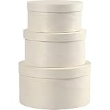 Caja de virutas de madera redonda, D: 10+11+13 cm, árbol de álamo, 3 asstd