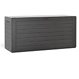 Casaria Baúl de Almacenaje Woody 300L 120x46x57cm Antracita Òptica de Madera Jardín Cofre de Cojines