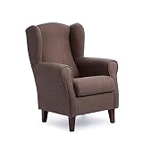 Sillón orejero pequeño, con Tela Antimanchas, para salón o Dormitorio (Tamaño: 100 * 74 * 77 cm) Color MARRÓN Chocolate. Butaca Ideal para Ver la TV, Leer o Lactancia.