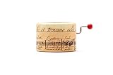 Caja de música decorada con un estampado de escritura musical antigua (La bella y la bestia)