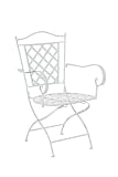 Silla de Jardín Adara en Hierro Forjado | Silla de Exterior Metálica con Reposabrazos | Silla de Terraza con 93cm de Altura | Color:, Color:Blanco