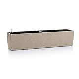 Lechuza BALCONERA Stone 80 - Maceta de riego automático para Interiores y Exteriores, Mesa y Ventana con Orificio de Drenaje y sustrato de Plantas de poliresina H19 L79 W19 cm, Color Beige Arena