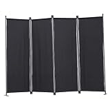 Angel Living Biombo Separador de 4 Paneles, Decoración Elegante, Separador de Ambientes Plegable, Divisor de Habitaciones, 225X165 cm (Negro)