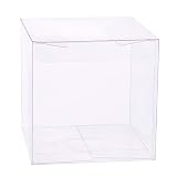 BENECREAT 20PCS PVC Caja Plegable Cajita Plástica 10x10x10cm Envase Transparente de Regalo Contenedor de Dulce Chocolate para Boda Fiesta Cumpleaños