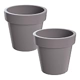 WELL HOME MOBILIARIO & DECORACIÓN 2X Maceta de plastico Lofly en Color Gris 13,4 (Largo) x 13,4 (Ancho) x 12 (Alto) cm