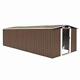 vidaXL Caseta de Jardín Metal Marrón 257x597x178 cm Casetilla Patio Cobertizo