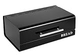 Xbopetda Caja de pan de acero inoxidable, contenedor de almacenamiento de alimentos secos, ideal para almacenar pan pan, rollos de cena, pasteles, productos horneados y galletas-negro
