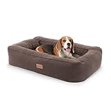 brunolie Bruno Cama para Perros Mediana, Lavable, higiénica y Antideslizante, Cama para Perros ortopédica con cojín y Material Superior Transpirable Beige, Tamaño M (80 x 55 x 17 cm)