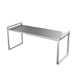Taotigzu El estante de almacenamiento de metal extensible es para gabinetes de cocina, encimeras, cocina, alimentos y utensilios, podría ahorrar espacios, blanco (Plata, 60 * 21 * 23cm)