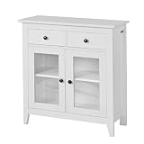 SoBuy estanteria con 2 Puertas, Armario bajo, Consola Mesa Madera Escritorio Blanco, estanteria de Cocina, FSB05-W, ES (Blanco)