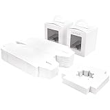 Belle Vous Cajas para Tartas de Papel Kraft Blanco con Ventana y Asa (Pack de 50) 9,39 x 9,39 x 10,66 cm - Cajas Cupcakes, Galletas, Magdalenas, Postres - Cajas Repostería Carton Desechables