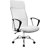 Deuba Silla de Oficina Blanca Altura Ajustable Respaldo ergonómico y Transpirable Asiento de Escritorio