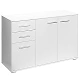 Deuba Cómoda Alba Aparador Oficina Dormitorio Blanca Puertas Cajones Organizador Armario Almacenamiento