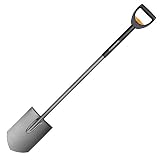Fiskars Pala de jardín telescópica, Borde puntiagudo para suelos duros, Longitud: 105-125 cm, Negro/Plateado, 1001567