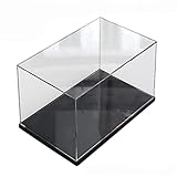 ELEpure Caja de exhibición acrílico Transparente para colección de Modelo Lego, Caja de presentación Caja de Almacenamiento a Prueba de Polvo con Base para Mini Figura de Juguete (Negro,30x20x20cm)