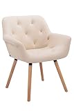 Silla De Comedor Cassidy Tapizada En Tela I Silla De Visita con Respaldo I Butaca De Salón Nórdica con Base De 4 Patas De Madera I Color:, Color:Crema, Color del Marco:Natura
