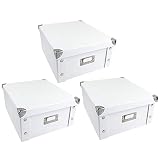 Ideen mit Herz Juego de 3 cajas de almacenamiento con tapa, plegables, de cartón y metal, 31 x 26 x 14 cm