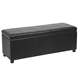 Corium Banco otomano (119 x 38 x 45 cm)(Negro) arcón - Taburete para almacenaje - tapizado - Banco Dormitorio