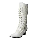 YWLINK Botas Altas De Mujer,Moda Rodilla Con Cordones Botas Botas De TacóN De Encaje Botas De Mujer De Invierno Botas De Mujer Baratas Botas De Panama Jack Botas Blancas negro (Blanco, 39)