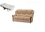 Trama Toscana Sofá cama clásico de 3 plazas, 184 x 90 x 104 cm, de piel auténtica, con somier y colchón Art Montalbano