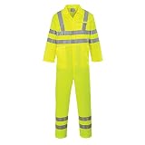 Portwest E042 - Mono de trabajo de alta visibilidad, polialgodón, color naranja