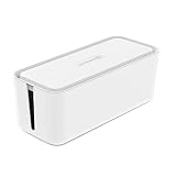 KEEPSORT Caja de cables extragrande para máxima seguridad en el hogar. Organizador de cables para guardar regletas, adaptadores de carga, routers y mucho más. (XXL, color blanco)