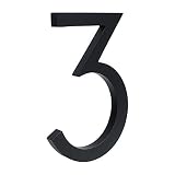 HASWARE Número de casa flotante de 6 pulgadas (15 cm) Números de puerta con estilo Placa del alfabeto Números de dirección de casa de la calle (3, Negro)