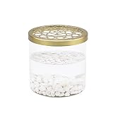 CRAFFANCY Florero de cristal con piedras decorativas, suministros de arreglo de flores de vidrio transparente moderno florero con cubierta de malla dorada para la decoración del hogar de la oficina