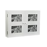 Versa Creston Cubrecontador con marco de fotos para 4 imágenes, Tapa para contador decorativo, Medidas (Al x L x An) 33 x 8,5 x 46 cm, Madera, Color Blanco