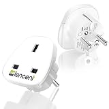 LENCENT 2X Adaptador de Enchufe de UK a Enchufe Europeo[3250W/13A MAX], Adaptador UK España, Adaptador UK EU, Adaptador de Viaje inglés a español