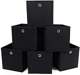 SONGMICS Organizadores Plegables, Tela no Tejida, Negro, 6 Unidades
