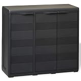 GOTOTOP - Armario de exterior de 3 puertas, armario de jardín con 2 estantes ajustables ventilados, armario alto de polipropileno para exterior e interior, 97 x 38 x 87 cm, negro